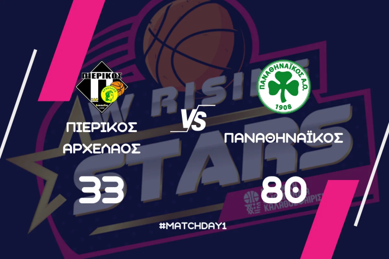 W Rising Stars (1η αγωνιστική): ΣΦΚ Πιερικός Αρχέλαος – Παναθηναϊκός ΑΟ 33-80