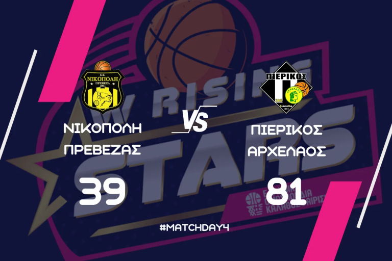 W Rising Stars (4η αγωνιστική): Νικόπολη Πρέβεζας ΣΚ – ΣΦΚ Πιερικός Αρχέλαος 39-81